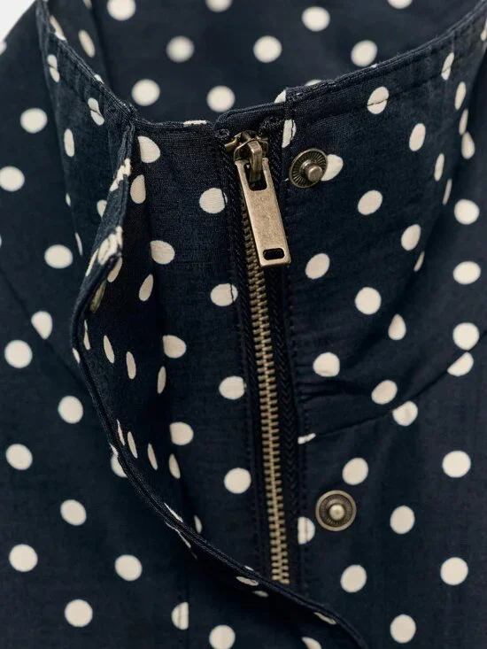 Zara Navy Blue polka dot jacket size small - Picture 3 of 3